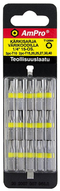 K&auml;rkisarja torx, 15-os. v&auml;rikoodilla