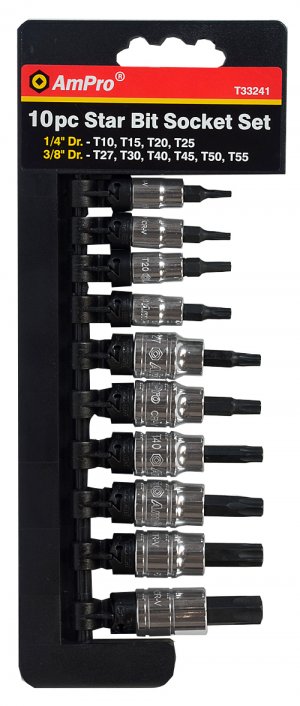 Torx-k&auml;rkihylsysarja 1/4" 3/8", 10-os.