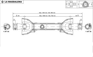 NIVELAKSELI A1, 1 3/8" 6-uraa molemmat päät