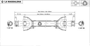 NIVELAKSELI A4, 1 3/8" 6-uraa molemmat päät