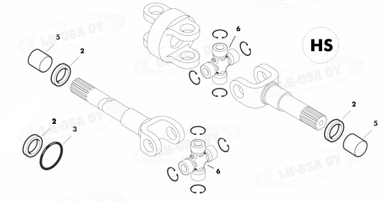 MF - 3000-sarja - etuakselinosa 4wd - vetoakseli