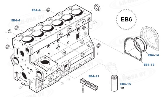 MF - 3000-sarja - moottorinosat - 6 syl.lohko