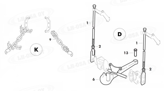 MF - 300-sarja - Hydr. ja Nst. - Riimut & koukku