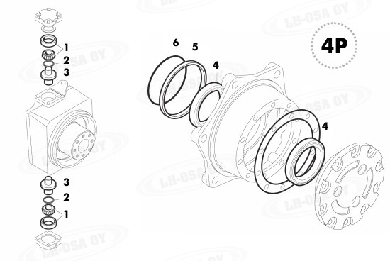 MF - 600-sarja - Etuakselinosat 4WD - kääntökotelo ja napa