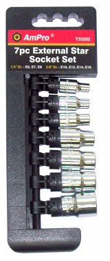 E-torx hylsysarja 1/4&quot; 3/8&quot;, 7-os.